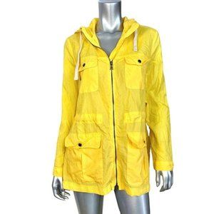 Gap Yellow Lightweight Hooded Parker with Zipper and Pockets S